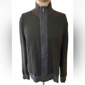Kenneth Cole New York Sweater M Men’s Full Zip Wool Blend Mick Neck Olive Gray
